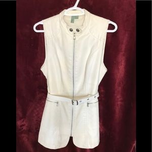 Sassy, white  leather sleeveless summer vest.